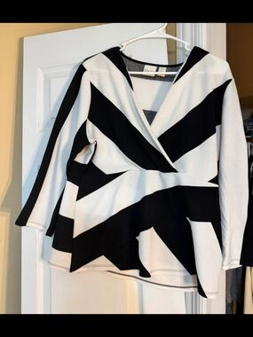 Chico's Black and White Textured Knit Top
